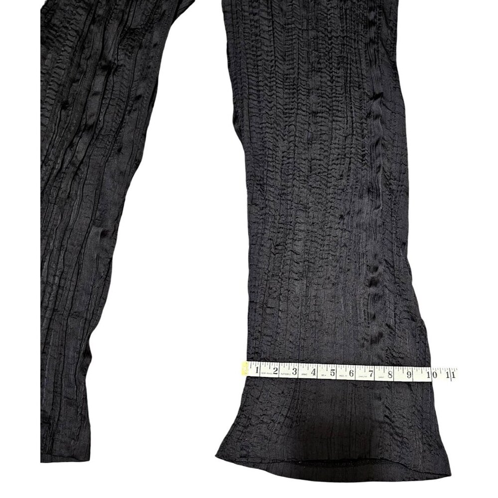 H&M Womens Black Textured Crinkle Pants Medium 100% Polyester Made In Myanmar - Picture 9 of 9